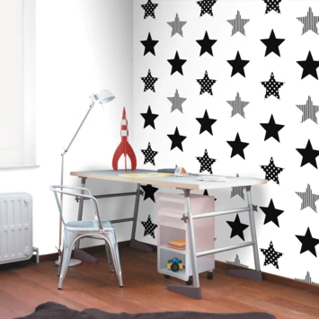 Superfresco Easy Vliesbehang Superster Zwart-wit 100110 2 Superfresco Easy Vliesbehang Superster Zwart-wit 100110 - Afbeelding 2