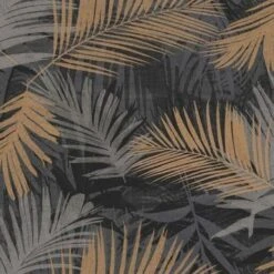 Boutique Vliesbehang Jungle Zwart-goud 104263