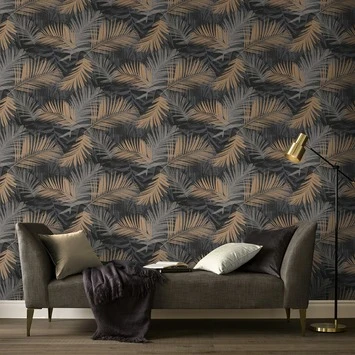 Boutique Vliesbehang Jungle Zwart-goud 104263 2 Boutique Vliesbehang Jungle Zwart-goud 104263 - Afbeelding 2