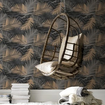 Boutique Vliesbehang Jungle Zwart-goud 104263 3 Boutique Vliesbehang Jungle Zwart-goud 104263 - Afbeelding 3