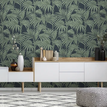 Vliesbehang Honolulu Palm Glitter Blauw 112086 2 Vliesbehang Honolulu Palm Glitter Blauw 112086 - Afbeelding 2