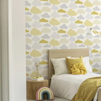 Superfresco Easy Vliesbehang Wolken Geel-grijs (108267) 2 Superfresco Easy Vliesbehang Wolken Geel-grijs (108267) - Afbeelding 2