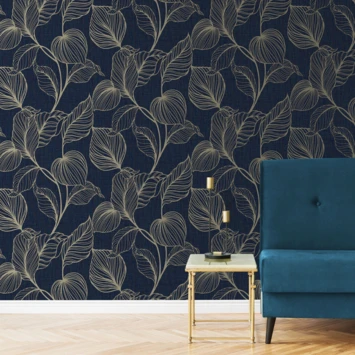 Boutique Vliesbehang Royal Palm Donkerblauw (111302) 2 Boutique Vliesbehang Royal Palm Donkerblauw (111302) - Afbeelding 2