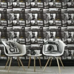 Superfresco Easy Vliesbehang New York Vergrijsd-geel 33-187 -Behang Verkoop 123 1708