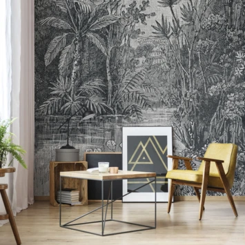 Fotobehang Jungle Zwart - Wit (105411) 2 Fotobehang Jungle Zwart - Wit (105411) - Afbeelding 2